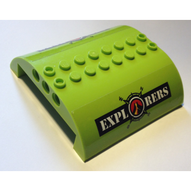 lime slope curved 8 x 8 x 2 double with explorers and volcano explorers logo compass pattern on both sides stickers - set 60125