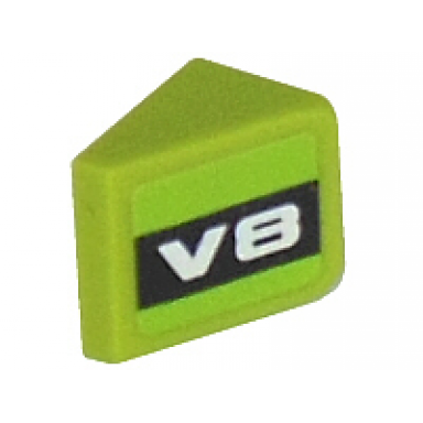 lime slope 30 1 x 1 x 2 3 with white v8 on black background pattern model left sticker - set 8302