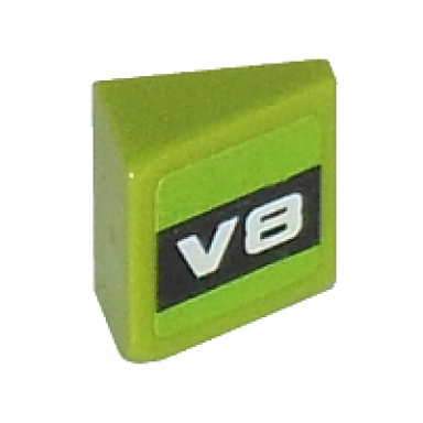 lime slope 30 1 x 1 x 2 3 with white v8 on black background pattern model right sticker - set 8302