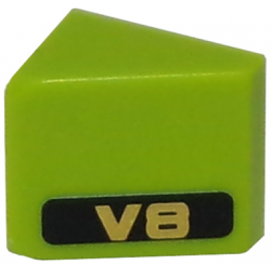 lime slope 30 1 x 1 x 2 3 with gold v8 on black background pattern model left side sticker - set 8147