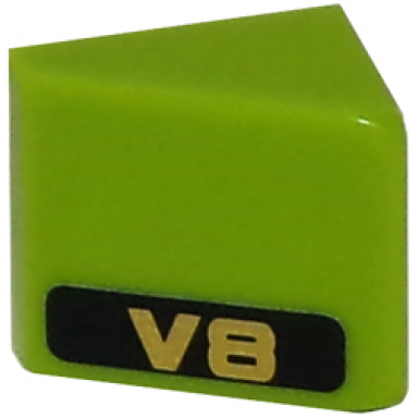 lime slope 30 1 x 1 x 2 3 with gold v8 on black background pattern model right side sticker - set 8147