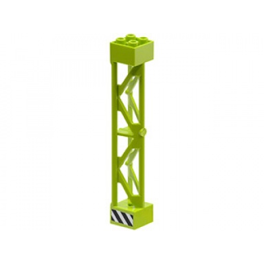 lime support 2 x 2 x 10 girder triangular vertical - type 3 - 3 posts 2 sections with black and white danger stripes pattern sticker - set 8964