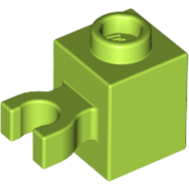 lime brick modified 1 x 1 with open o clip vertical grip - hollow stud
