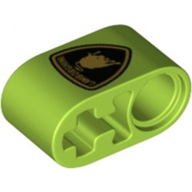 lime technic liftarm thick 1 x 2 - axle hole with lamborghini bull logo pattern