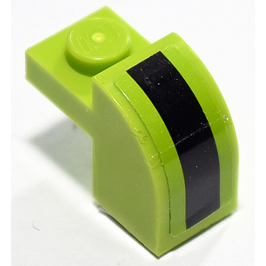 lime slope curved 2 x 1 x 1 1 3 with recessed stud with black stripe pattern sticker - set 75888