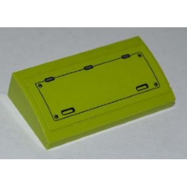 lime slope curved 2 x 4 x 2 3 without bottom tubes with hatch pattern sticker - set 8708