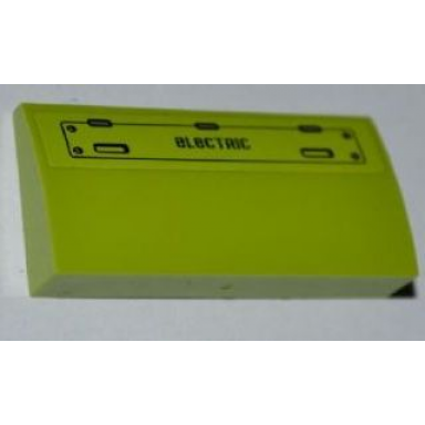 lime slope curved 2 x 4 x 2 3 without bottom tubes with electric and hatch pattern model left sticker - set 8963
