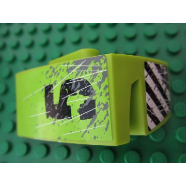 lime technic panel car mudguard right with black number 5 scratches black and white danger stripes pattern stickers - set 8960