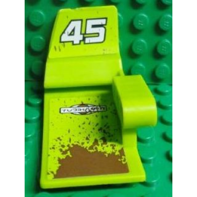 lime technic panel car mudguard right with yubihama white 45 reddish brown mud splashes on inside pattern stickers - set 8492