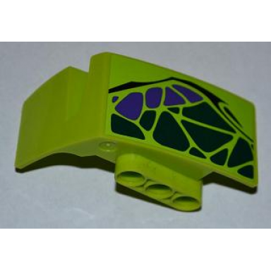 lime technic panel car mudguard right with dark green and dark purple scales pattern sticker - set 9445