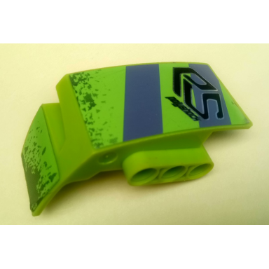 lime technic panel car mudguard right with dark bluish gray stripes black ps and polyshock mud splashes pattern stickers - set 8496