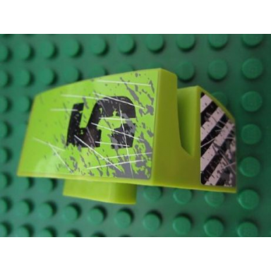lime technic panel car mudguard left with black number 5 scratches black and white danger stripes pattern stickers - set 8960