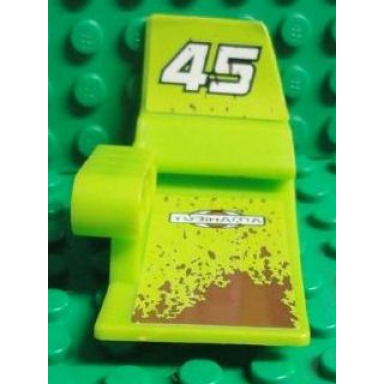 lime technic panel car mudguard left with yubihama white 45 reddish brown mud splashes on inside pattern stickers - set 8492