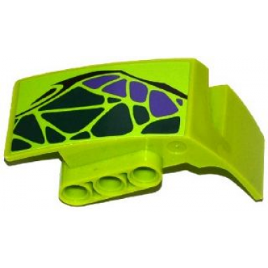 lime technic panel car mudguard left with dark green and dark purple scales pattern sticker - set 9445