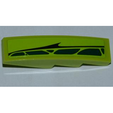 lime slope curved 4 x 1 with black line and dark green scales pattern model right sticker - set 9443