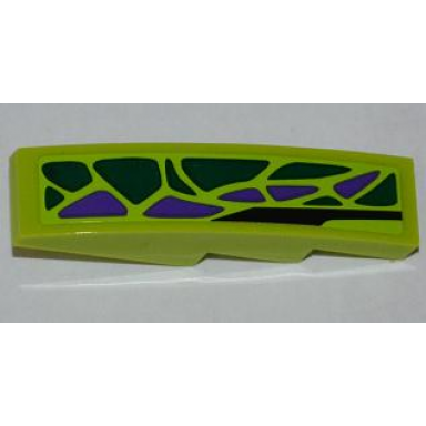 lime slope curved 4 x 1 with 8 green scales and 5 purple scales pattern model right sticker - set 9443
