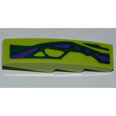 lime slope curved 4 x 1 with 2 green scales and 6 purple scales pattern model left sticker - set 9455