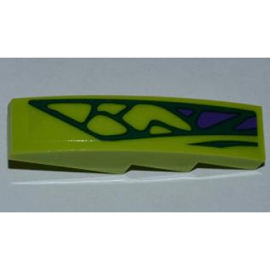 lime slope curved 4 x 1 with 5 green scales and 3 purple scales pattern model left sticker - set 9455