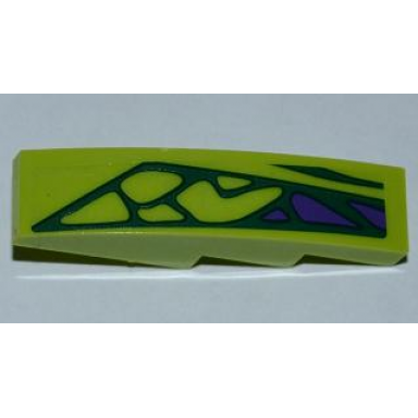 lime slope curved 4 x 1 with 5 green scales and 3 purple scales pattern model right sticker - set 9455