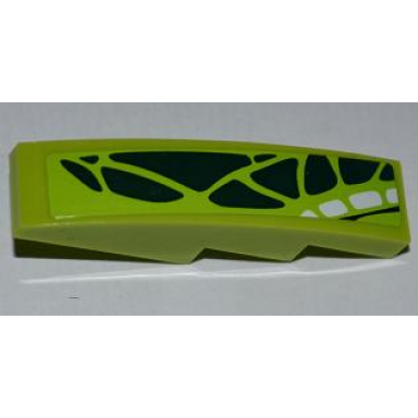 lime slope curved 4 x 1 with dark green and white scales pattern model left sticker - set 9445