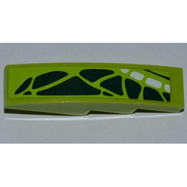lime slope curved 4 x 1 with dark green and white scales pattern model right sticker - set 9445
