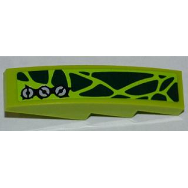 lime slope curved 4 x 1 with dark green scales and 3 screws pattern model right sticker - set 9447