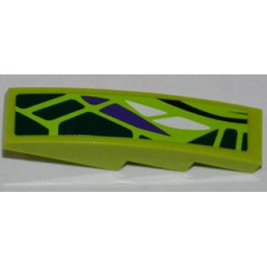 lime slope curved 4 x 1 with green white and purple scales pattern model right sticker - set 9447