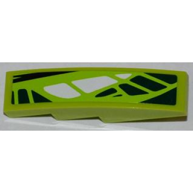 lime slope curved 4 x 1 with 9 green scales and 3 white scales pattern model right sticker - set 9447