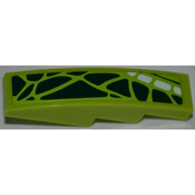 lime slope curved 4 x 1 with 14 green scales and 4 white scales pattern model left sticker - set 9457