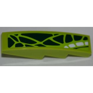 lime slope curved 4 x 1 with 14 green scales and 4 white scales pattern model right sticker - set 9457