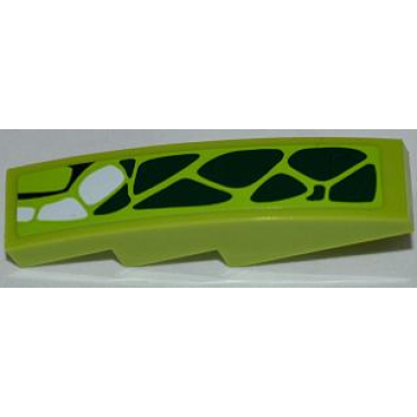 lime slope curved 4 x 1 with 10 green scales and 3 white scales pattern model left sticker - set 9457