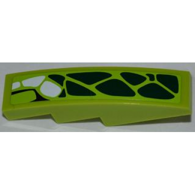 lime slope curved 4 x 1 with 10 green scales and 3 white scales pattern model right sticker - set 9457