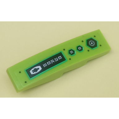 lime slope curved 4 x 1 with alien symbols writing and human body pattern sticker - set 70704