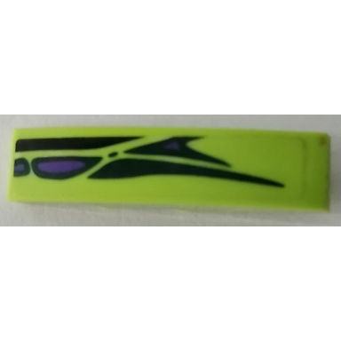 lime slope curved 4 x 1 with dark green and dark purple scales pattern model left side sticker - set 9456