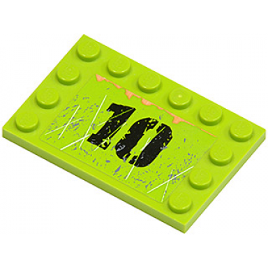 lime tile modified 4 x 6 with studs on edges with black 10 rust and scratches pattern sticker - set 8964