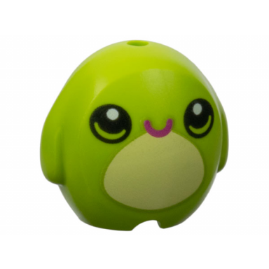 lime minifigure utensil pillow plush toy with frog with black eyes magenta mouth and bright light yellow belly pattern