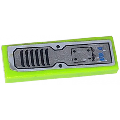 lime tile 1 x 3 with lok 4 and vent pattern sticker - set 8189