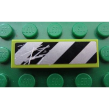 lime tile 1 x 3 with danger stripes and scratches pattern 2 sticker - set 8189