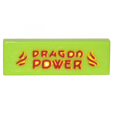 lime tile 1 x 3 with red and yellow flames and dragon power pattern sticker - set 70620