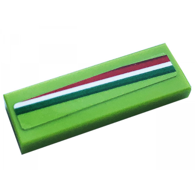 lime tile 1 x 3 with red white and green stripes pattern model left side sticker - set 76899