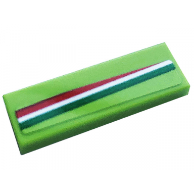 lime tile 1 x 3 with red white and green stripes pattern model right side sticker - set 76899