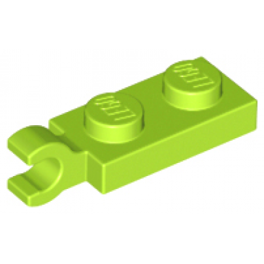 lime plate modified 1 x 2 with clip on end horizontal grip