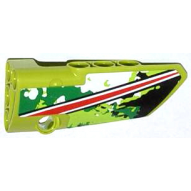 lime technic panel fairing 4 small smooth long side b with red and white stripe on black white and green camouflage pattern sticker - set 42027