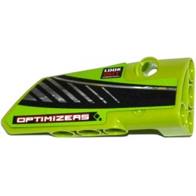 lime technic panel fairing 4 small smooth long side b with look out optimizers and black and silver stripes pattern sticker - set 42037