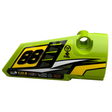 lime technic panel fairing 4 small smooth long side b with 88 fuel hole yellow and white stripes on lime background pattern sticker - set 42072