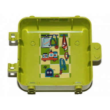 lime container box 3 x 8 x 6 2 3 half back with towel bottles stethoscope leash and collar pattern sticker - set 41403