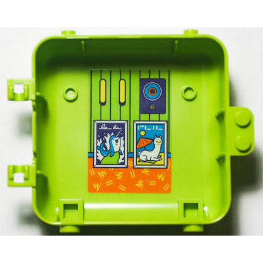lime container box 3 x 8 x 6 2 3 half back with speaker and pictures of narwhal and llama on beach pattern sticker - set 41408