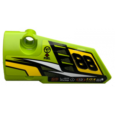 lime technic panel fairing 3 small smooth long side a with 88 fuel hole yellow and white stripes on lime background pattern sticker - set 42072