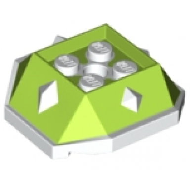 lime shell with 4 recessed studs and hole with molded white bottom and spikes pattern
