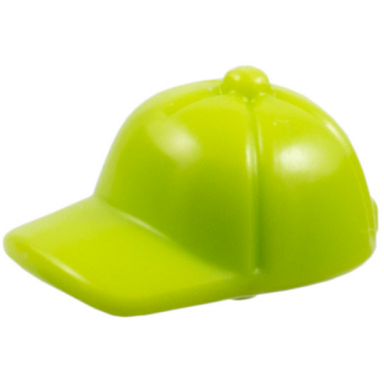 lime minifigure cap with small pin short curved bill with seams and button on top